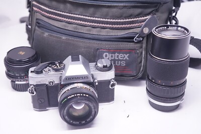 Vintage OLYMPUS OM20 OM-20 analoge Spiegelreflexkamera mit 50mm 75-150mm 28mm OBJEKTIVEN