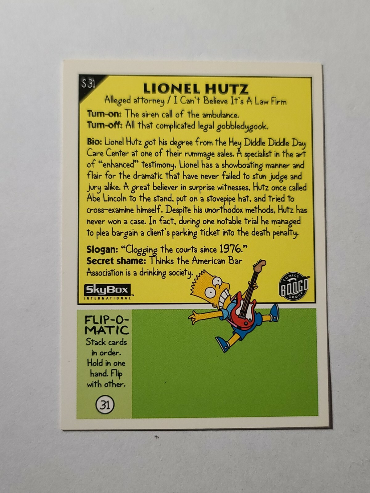 Lionel Hutz - 1994 Skybox The Simpsons Series 2 - Card No. 31 | eBay