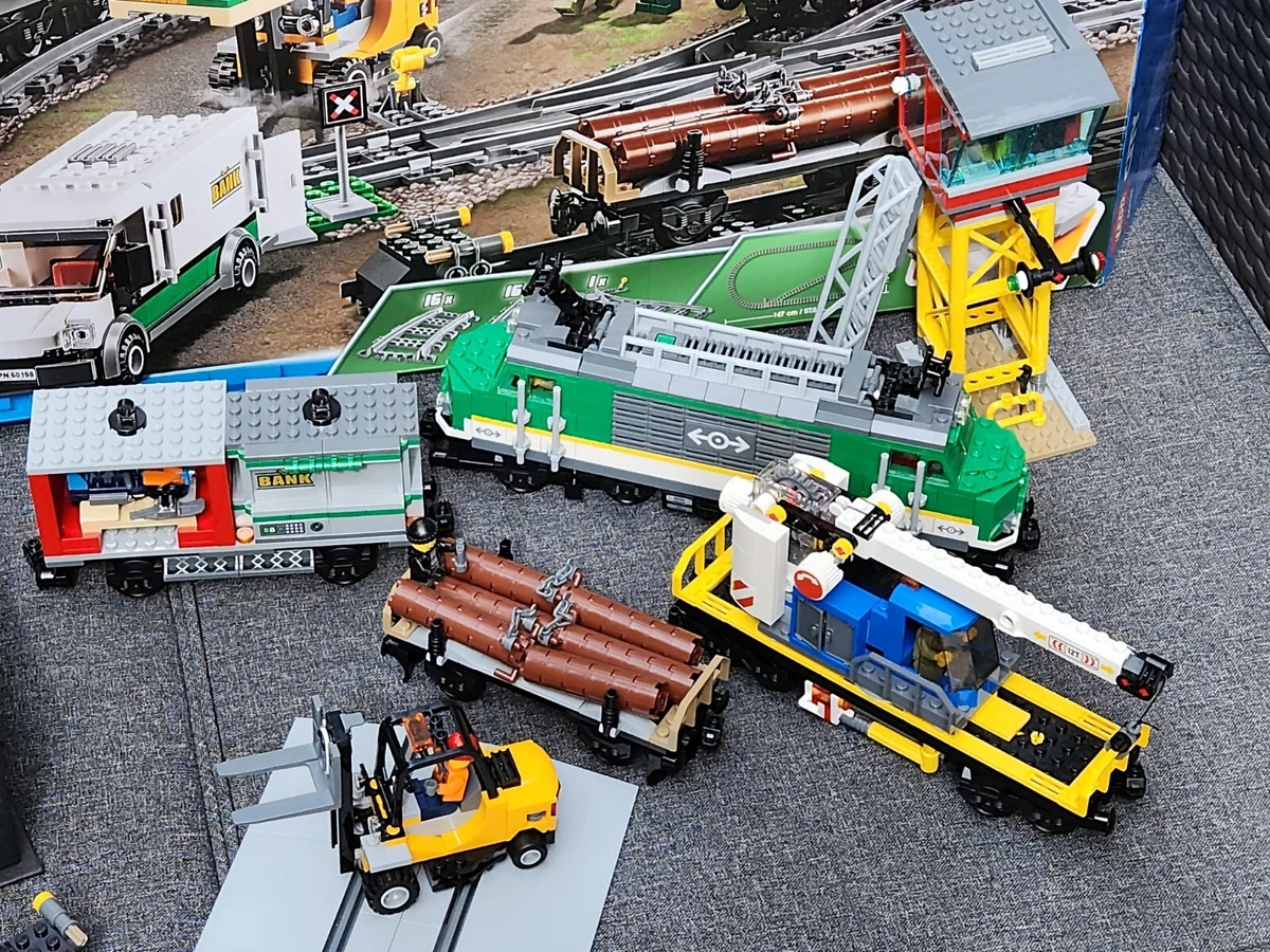 Lego city cargo train 60198 with extra tracks