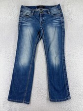 Calvin Klein Pants Women 10 Blue Jeans Denim Embellished Flap Pockets Cotton