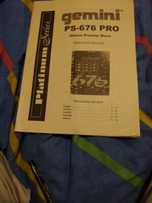 Gemini PS-676 PRO Stereo Preamp Mixer Bedienungsanleitung