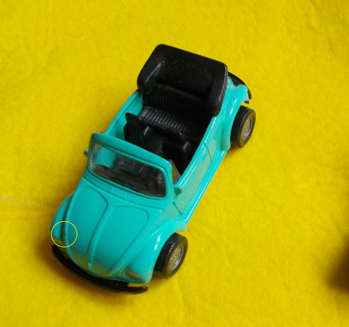 Siku VW Käfer Beetle Cabriolet hellgrün mit Lackfehler auf Motorhaube u.Spiegel*