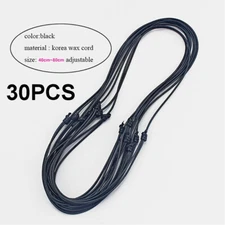 30PCS Handmade Black Korea Waxed Cord Necklace 16-32 inch Adjustable NEW ++