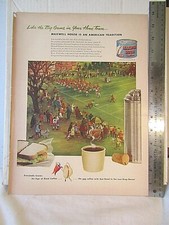 1940, 1945 & 1951-53 MAXWELL HOUSE COFFEE ADs football 14x10" good to last drop