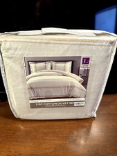 3pc Full/Queen Farmhouse Stripe Reversible Duvet Set Tan - Lush D cor