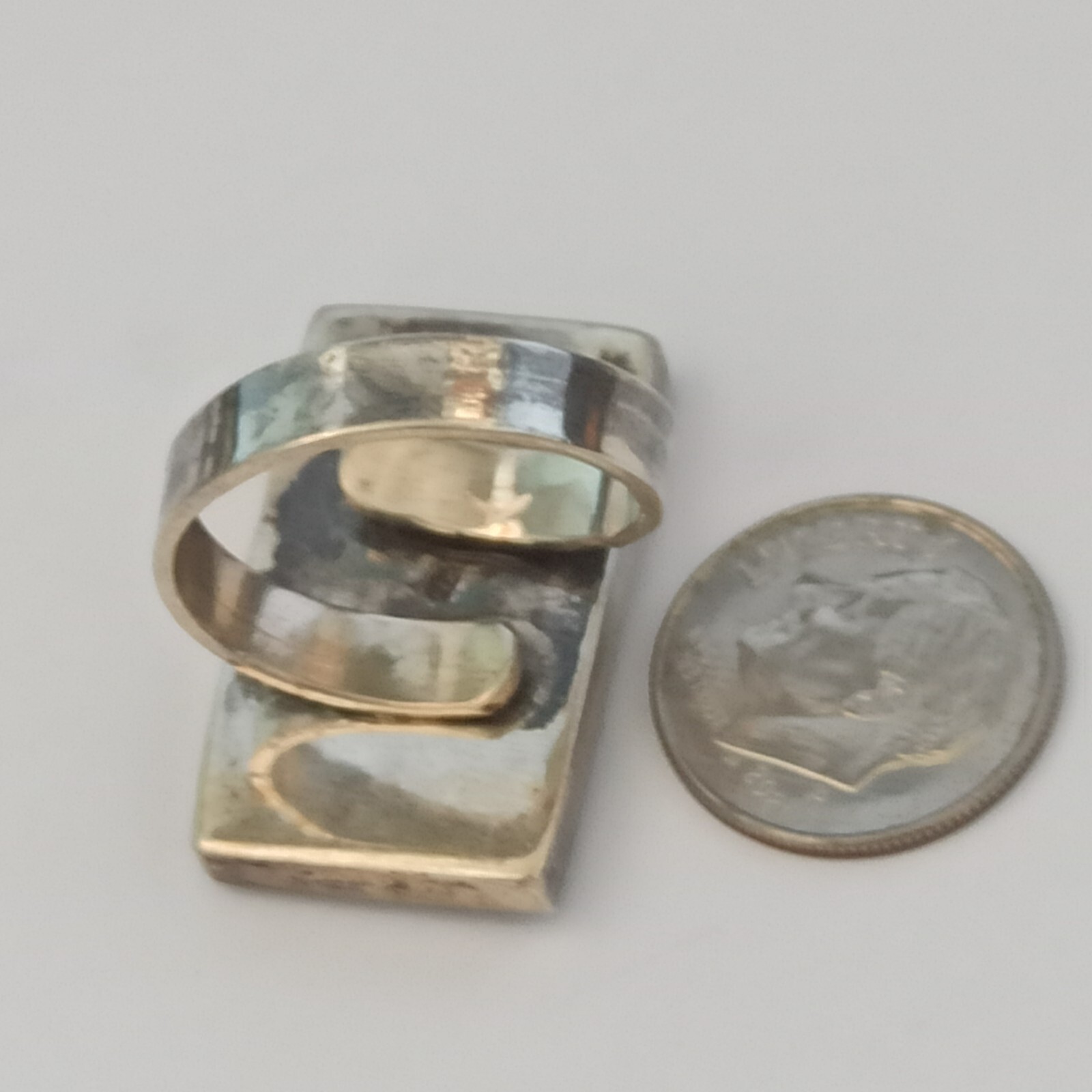 Vintage Eilat Ring Long Rectangle Silver King Sol… - image 9