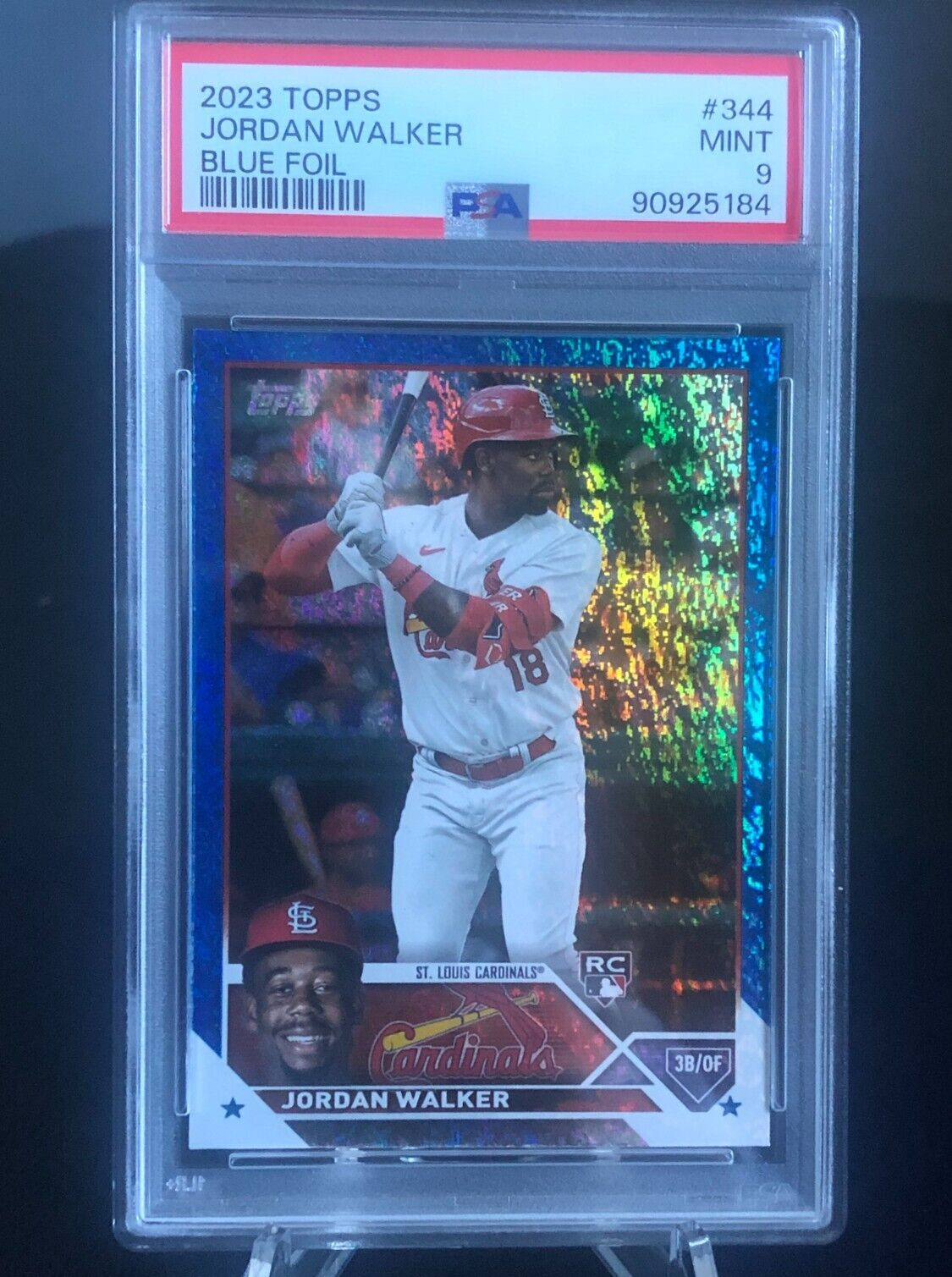 Jordan Walker 2023 Topps 344 Blue Foil /999 Rookie RC PSA 9