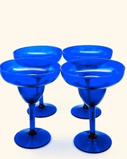 Pier 1 Cobalt Margarita Glasses Stemware Barware Set Of 4