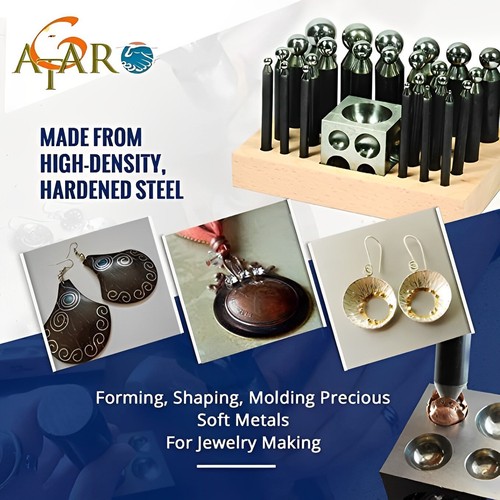 24ps Dapping Kit Doming Metal Punch Block Jeweler Forming Tool Set 2.3mm 25mm - Picture 7 of 9