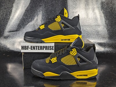 Nike Air Jordan 4 Retro Shoes Thunder Black Yellow DH6927