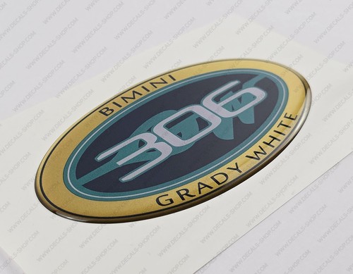 GRADY WHITE 306 BIMINI RAISED DOMED DECAL STICKER 5" - Picture 2 of 5