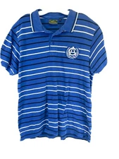 Stall & Dean Blue/White Sz 2XL Knit Polo Shirt Vintage (U36)