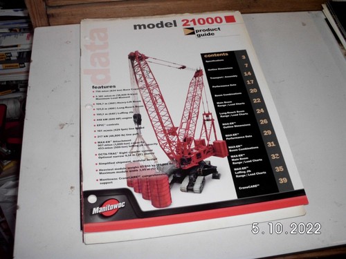 MANITOWOC MODEL 21000 CRAWLER CRANE PRODUCT GUIDE BROSCHÜRE 44 SEITEN ALT & RAR