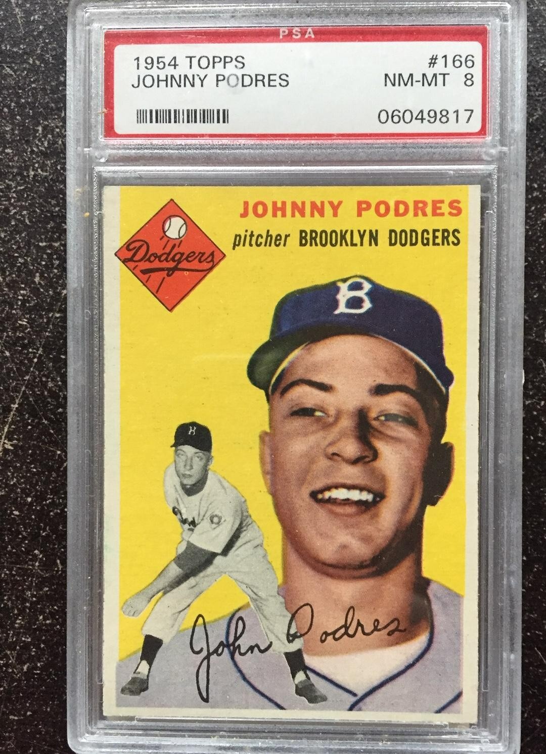 1954 Topps #166 Johnny Podres PSA NM-MT 8 Brooklyn Dodgers