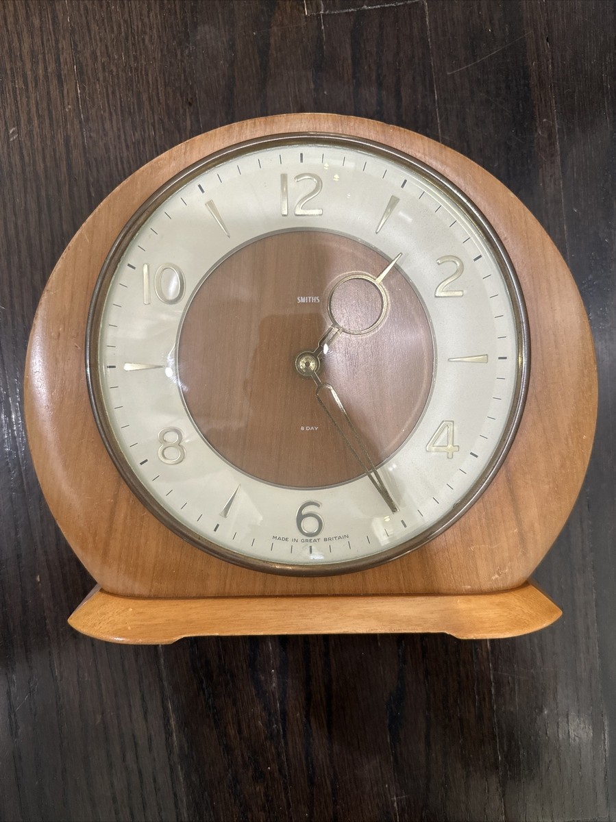 Vintage SMITHS Wood Clock Day Mantle Clock Floating Balance