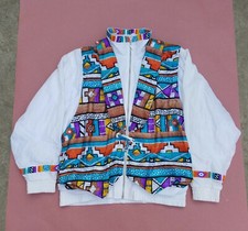 Marshall Rousso Womans Front Zipper Print Light Jacket Size M