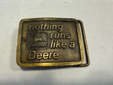 JOHN DEERE 1975 VINTAGE NOTHING RUNS LIKE A DEER BRASS BELT BUCKLE