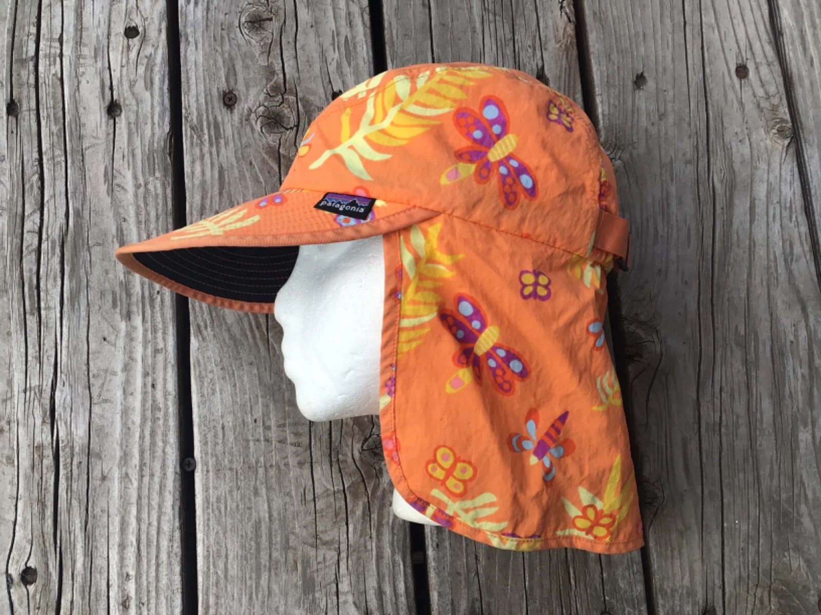 Vtg 90s PATAGONIA 5 Panal DUCK BILL SUN HAT Hawaiian Adjustable Size Kids L
