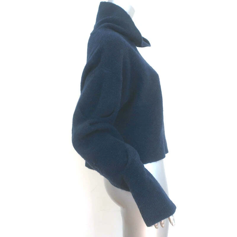 Suéter Corto Cuello Capucha T by Alexander Wang Azul Marino Elástico Lana Talla Grande Foto 3 de 4