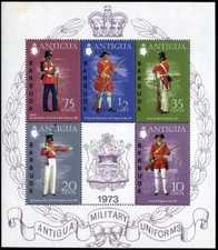 Barbuda #SGMS125 MNH S/S 1973 QEII Uniforms Wreath Arms Sun Deer Rifle [112]