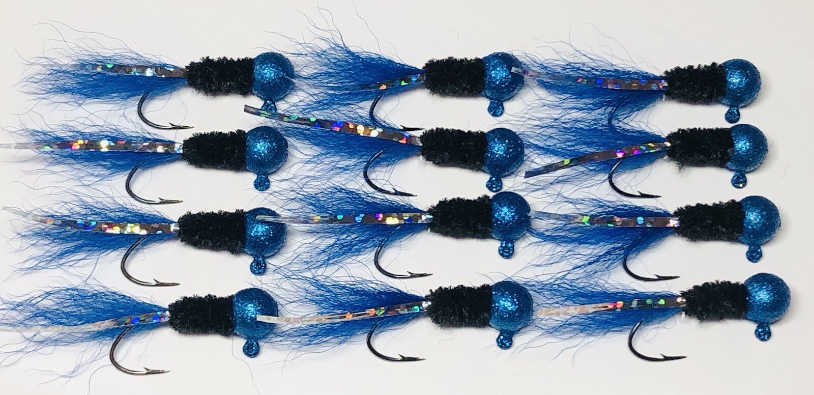 1 Dozen 1/16oz Crappie Hair Jigs 4 Nickel Sickle Hooks Hard Painted