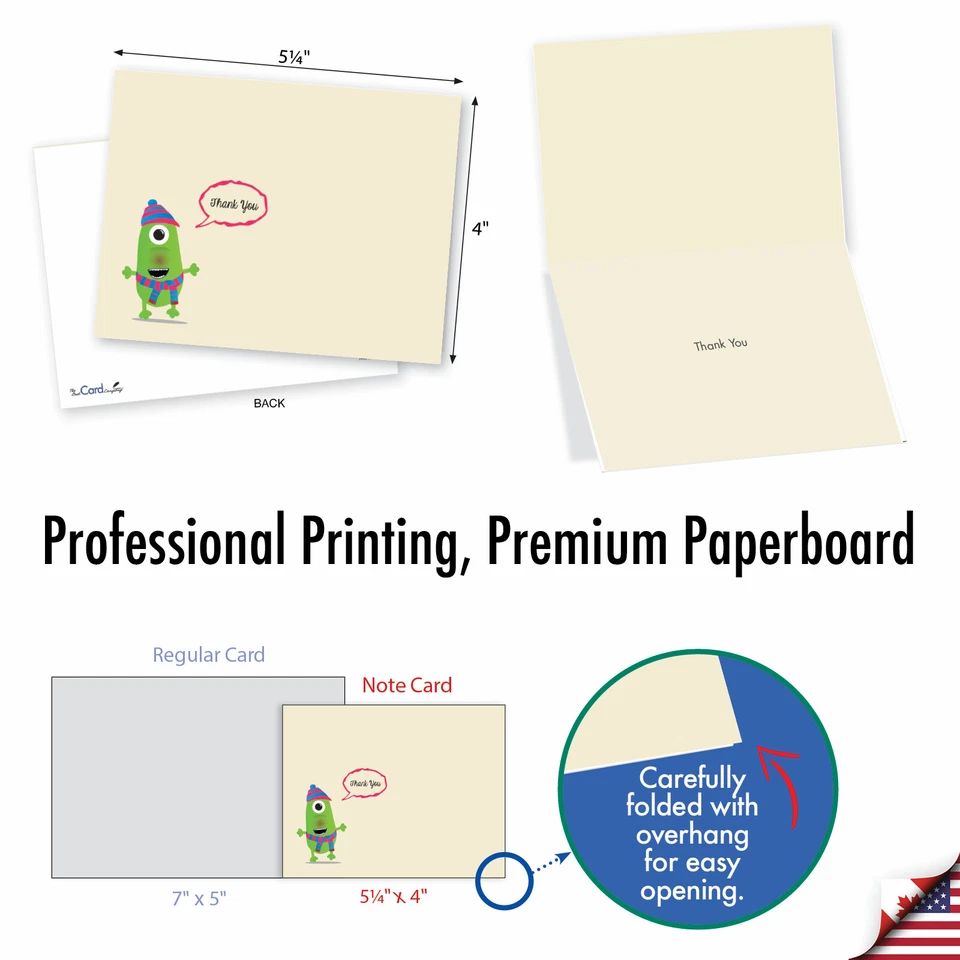 10 tarjetas de notas en blanco con sobres para todas las ocasiones - HIPSTER MONSTERS M3974 Foto 2 de 4