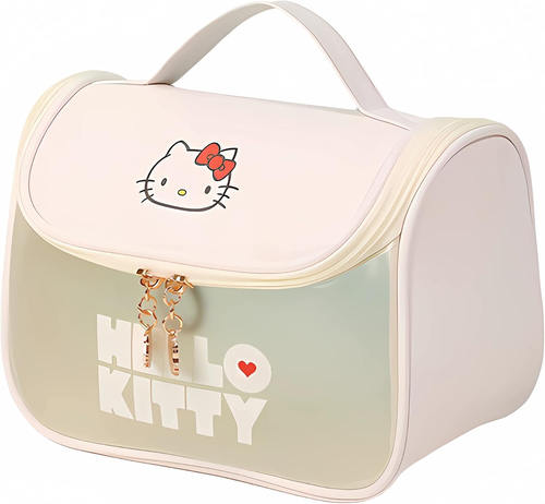 Cute Toiletry Bag for Women Girls, PU Leather Translucent Waterproof Makeup Cosm