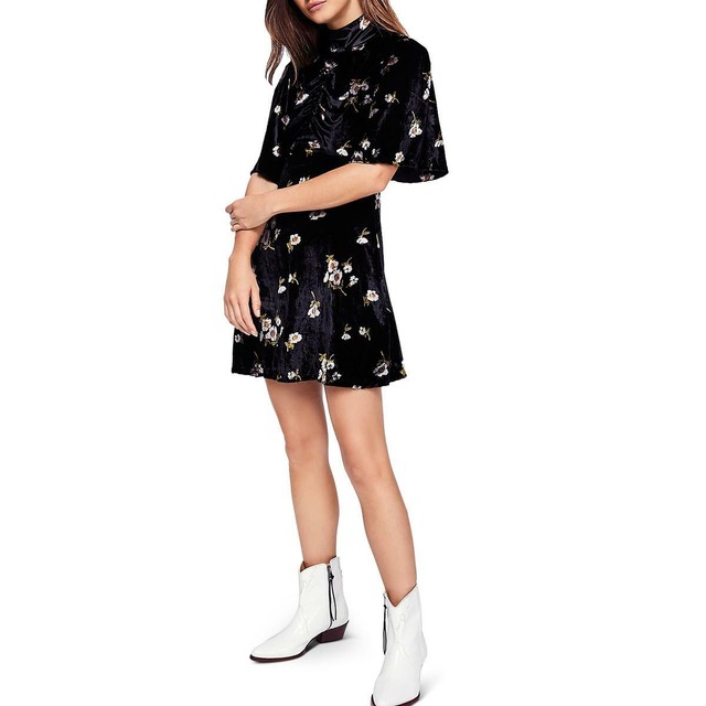 velvet floral mini dress