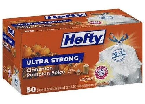 Hefty Ultra Strong Cinnamon Pumpkin Spice Tall Kitchen Trash Bags 13 Gallon 50ct - Picture 2 of 4
