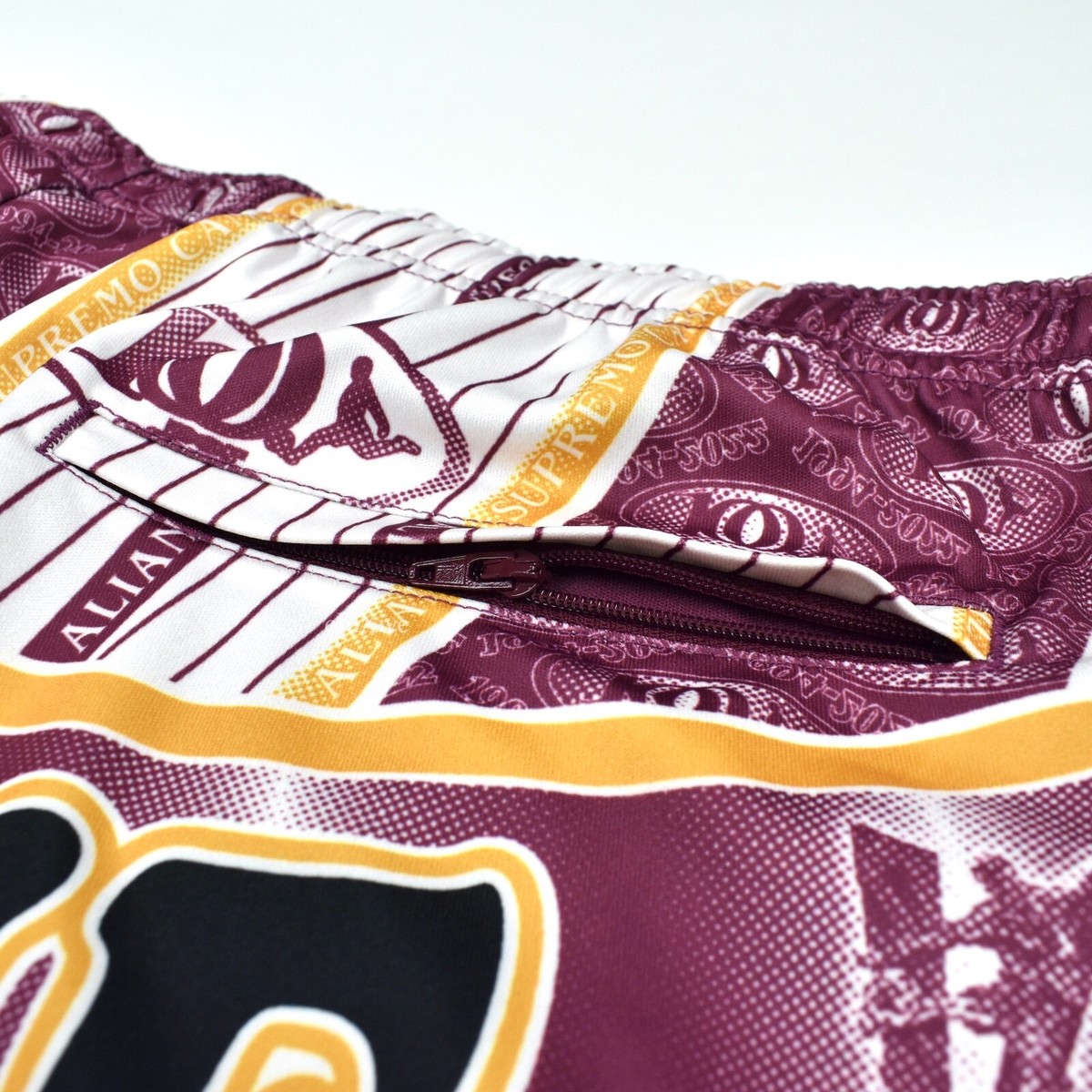 NWT Supreme Por Ciento Logo Print Soccer Shorts Burgundy Men's L