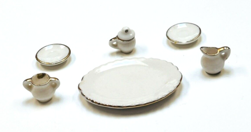 Dollhouse Miniatures Ceramic Tea Set Set Coffee 7 Pieces Scale 1:12 Vintage. - Picture 3 of 4