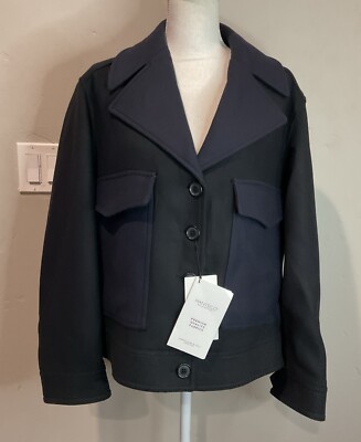 Zara Manteco wool Jacket/coat Black-Navy Sz Large NWT 8267 / 745