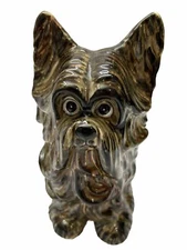 Vintage Dog Yorkshire Terrier Ceramic 1950's Japan Lipper Mann  Sticker MCM 7”