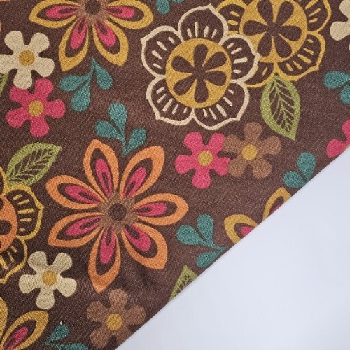 2012 Richloom Siebdruck Stoff Retro orange rot braun & grün Blumenmuster 47"X44" - Bild 4 von 4