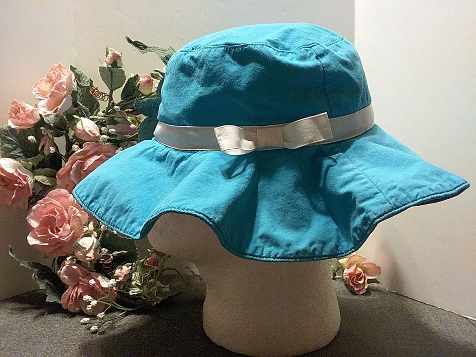 2018 Gymboree Girls Turquiose Blue Sun & Beach Floppy Bucket Hat♡Large Or Small♡ - Image 3 of 4
