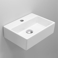 Bathroom Basin Wall Hung Cloakroom Sink Modern Basin Square Curved White