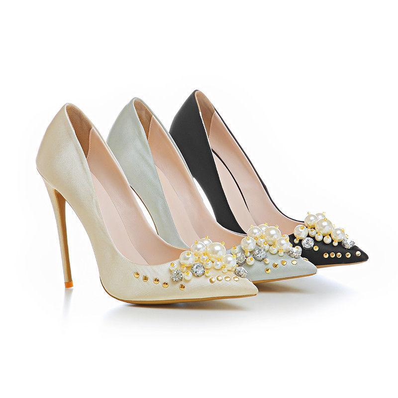 Zapatos De Vestir Perla para mujer Puntera Puntiaguda Stilettos Tacón Alto resbalón en el tribunal bombas Plus Zapatos De Vestir Perla para para para mujer Puntera Puntiaguda Stilettos Tacón Alto resbalón en el tribunal bombas Plus venta al por mayor barato