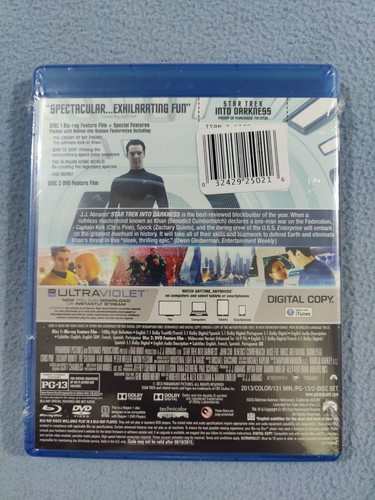 NEW SEALED STAR TREK INTO DARKNESS BLU-RAY +DVD CHRIS PINE BENEDICT CUMBERBATCH - Picture 2 of 2