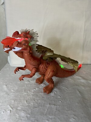 Jurassic Age 3 Headed Electronic Dinosaur Walks Roars Lights Up Moves