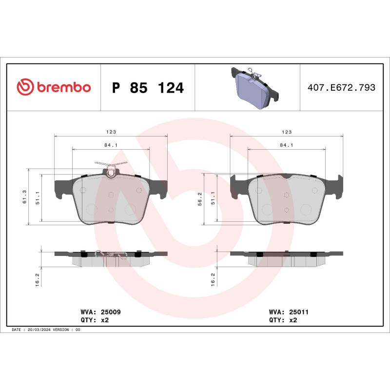 Für BREMBO P 85 124 Brake Pad Set, Disc Brake - Bild 5