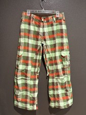 NWOT Burton Stow Cargo Snowboard Ski Snow Pant Green Brown Plaid Women's S