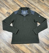 Kuhl Pullover Sweater Men's S Chianti Fleece 1/4 Zip Green Wool Ribbed Patches