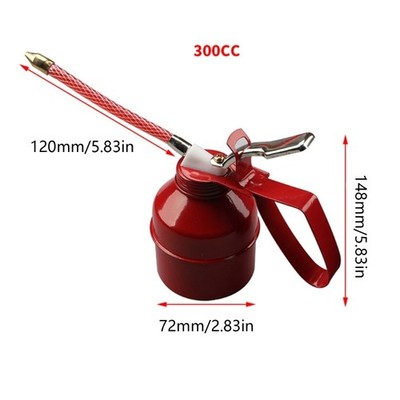 Hand Pump Oiler Can Professional Squirt Squeeze Trigger Red Metal Grease