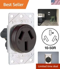 Durable 50 Amp Flush Outlet NEMA 10-50 for 125/250V Ovens - Copper Design