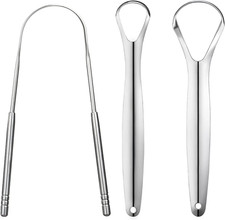 Raspador de lengua de metal de 3 piezas raspadores de lengua para adultos niños acero inoxidable