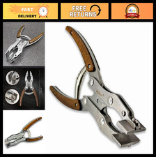 Premium Leather Flat Pliers 7.5" - Stainless Steel, Walnut Handle, Craft Clamp T
