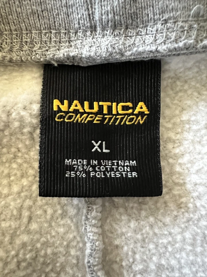 Calça de moletom Nautica Competition masculina vintage cinza azul logotipo cordão década de 1990 GG - Imagem 3 de 4