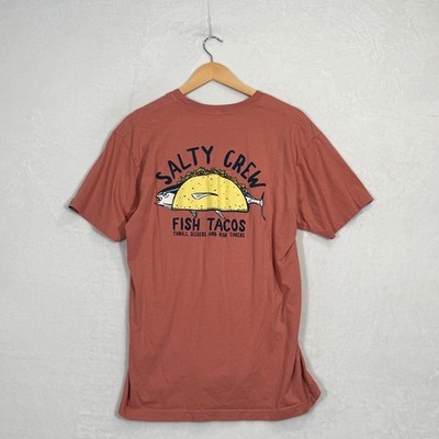 Salty Crew Orange Pink Fish Tacos Graphic T-Shirt Large