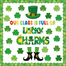 St.Patrick Day Bulletin Board Decoration Set Lucky Shamrock Borders Cutouts for