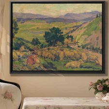 Rural Countryside Sheep Canvas Print Vintage Wall Art Rustic Decor Farm Artwork